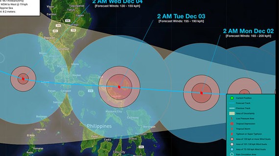 Cơn bão Kammuri đã đổ bộ vào Philippines. Ảnh:WeatherPH.org