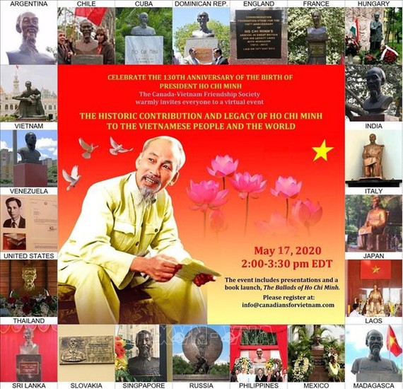 Hội thảo online với chủ đề “Di sản và đóng góp lịch sử của Chủ tịch Hồ Chí Minh đối với nhân dân Việt Nam và thế giới”. Ảnh: Quang Thịnh/Pv TTXVN tại Canada