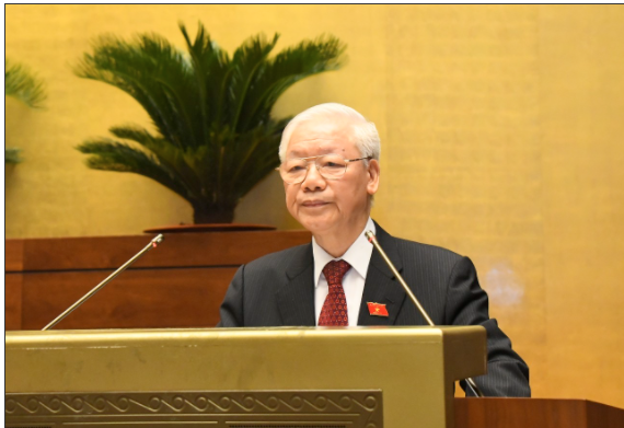 Tổng Bí thư Nguyễn Phú Trọng phát biểu tại phiên khai mạc kỳ họp thứ nhất, Quốc hội khóa XV. Ảnh: QUANG PHÚC