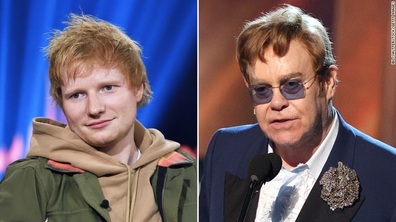 Hai ngôi sao nhạc pop Anh Ed Sheeran (trái) và Elton John