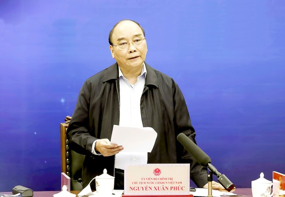 Chủ tịch nước Nguyễn Xuân Phúc phát biểu tại buổi giám sát của Đoàn đại biểu Quốc hội TPHCM, chiều 27-12. Ảnh: TTXVN