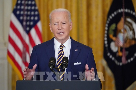 Tổng thống Mỹ Joe Biden tại cuộc họp báo ở Washington, DC., ngày 19-1-2022. Ảnh: AFP/TTXVN