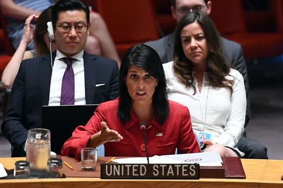 US Ambassador to the United Nations Nikki Haley speaks during a Security Council meeting on North Korea at the UN headquarters in New York on Wednesday. — AFP/VNA