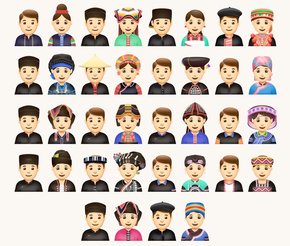 Hình ảnh bộ emoji các dân tộc anh em