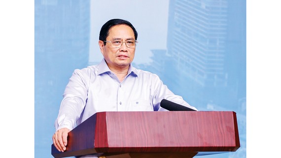 Thủ tướng Phạm Minh Chính phát biểu tại hội nghị. Ảnh: VIẾT CHUNG