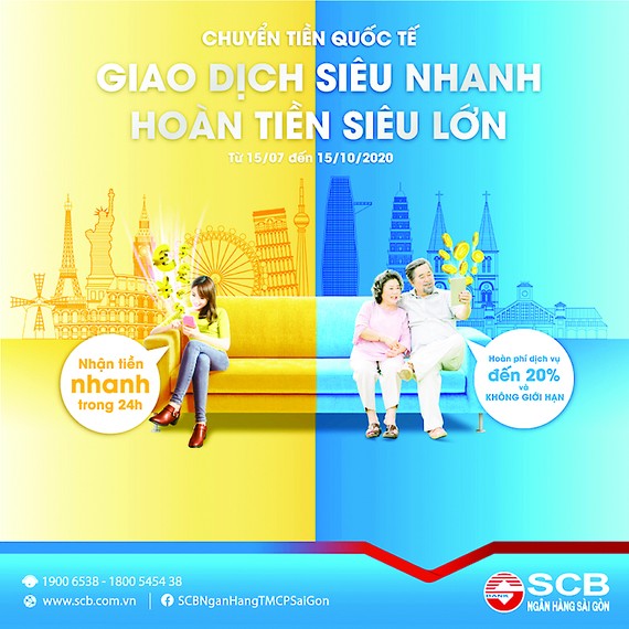 “Chuyển tiền siêu nhanh - hoàn tiền siêu lớn” cùng SCB