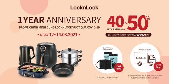 Mừng kỷ niệm 1 năm lock&lock online giảm sốc 40-50%