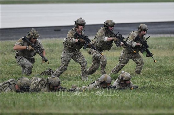 Binh sĩ Mỹ tham gia cuộc tập trận tại căn cứ không quân Osan của Mỹ ở Pyeongtaek, Hàn Quốc. Ảnh minh họa: AFP/TTXVN