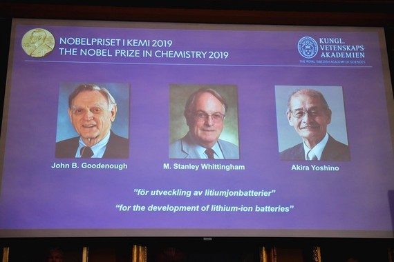 Nobel Hóa học 2019: Vinh danh 3 nhà sáng chế pin lithium-ion