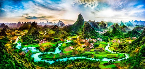Địa danh du lịch nổi tiếng Dương Sóc, thuộc huyện Quế Lâm, Trung Quốc.