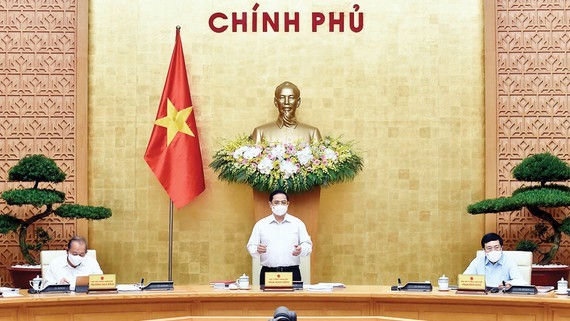 Thủ tướng Phạm Minh Chính phát biểu tại phiên họp thường kỳ của Chính phủ. Ảnh: VIẾT CHUNG