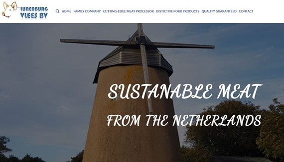Trang web giả mạo công ty Lunenburg Vlees BV của Hà Lan. (Ảnh chụp màn hình)