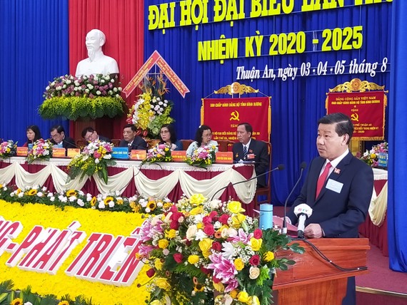 Đồng chí Trần Thanh Liêm, Chủ tịch UBND tỉnh Bình Dương phát biểu chỉ đạo tại Đại hội. Ảnh: XUÂN TRUNG