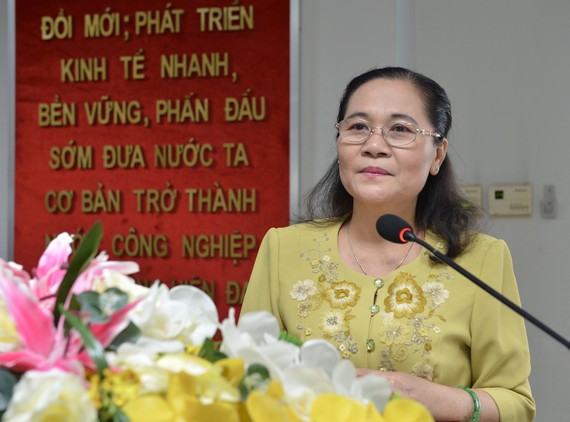 Chủ tịch HĐND TPHCM Nguyễn Thị Lệ phát biểu tại Hội nghị lần thứ 2 Ban Chấp hành Đảng bộ Quận 3. Ảnh: VIỆT DŨNG