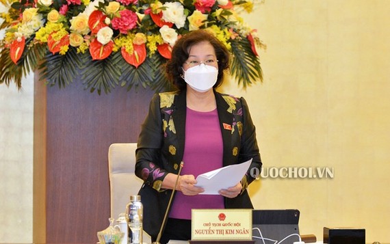 Chủ tịch Quốc hội Nguyễn Thị Kim Ngân  phát biểu tại phiên họp. Ảnh: Quochoi.vn