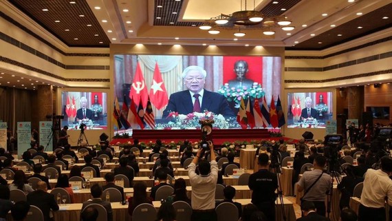Tổng Bí thư, Chủ tịch nước Nguyễn Phú Trọng gửi thông điệp chào mừng đến Đại hội đồng AIPA 41. Ảnh: QUANG PHÚC