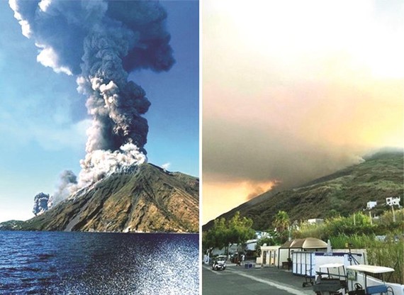 火山爆發冒出大量濃煙。