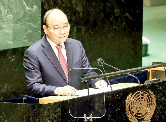 國家主席阮春福在第七十六屆聯合國大會一般性辯論發表演講。