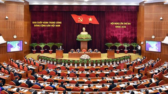 Hội nghị lần thứ 3 Ban Chấp hành Trung ương Đảng khóa XIII khai mạc sáng 5-7 tại Hà Nội. Ảnh: VIẾT CHUNG