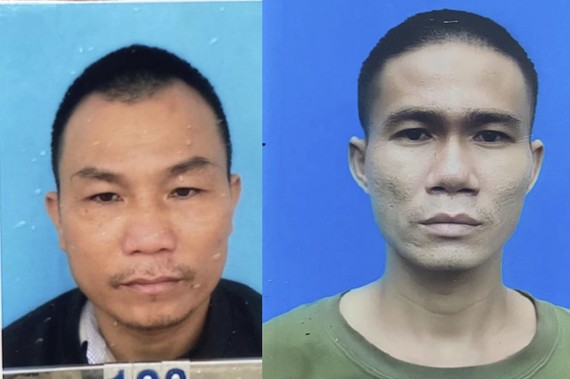 2 đối tượng Đoàn Trân (trái ảnh) và Nguyễn Văn Tiềm bị truy nã vì khoét tường trốn khỏi trại tạm giam. Ảnh: CA