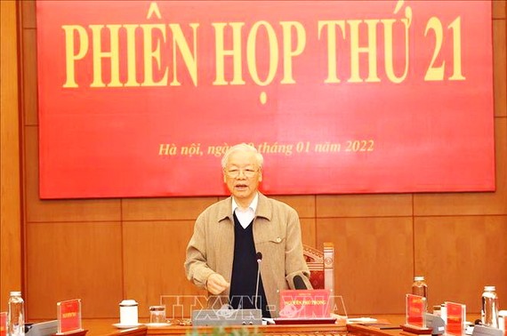 阮富仲總書記在中央肅貪與防腐指委會第廿一次會議上發表重要講話。