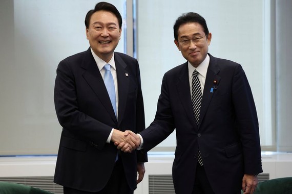 韓國總統尹錫悅與日本首相岸田文雄(資料圖)。