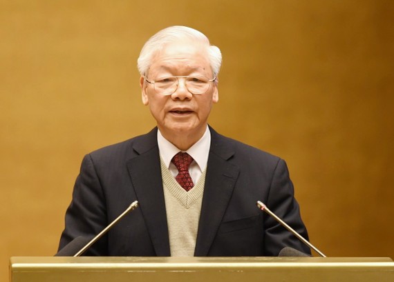 Tổng Bí thư Nguyễn Phú Trọng phát biểu chỉ đạo tại hội nghị. Ảnh: VIẾT CHUNG