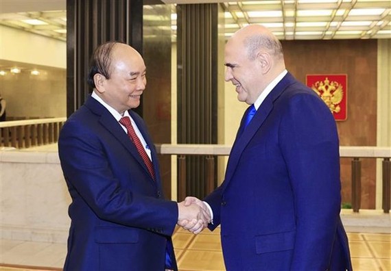 越南國家主席阮春福會見俄羅斯總理米哈伊爾.米什廷。