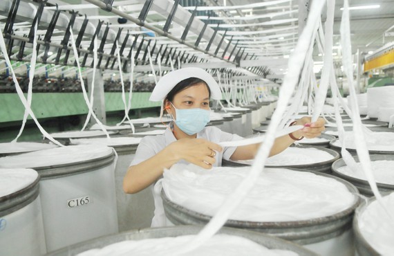 Preliminary processing of yarn at Phong Phu Corporation. (Photo SGGP)