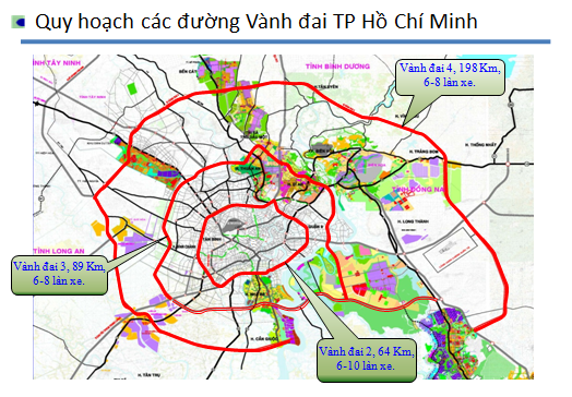 A map shows HCM City’s ring roads No 3 and 4 (Photo courtesy of HCM City’s Department of Transport)