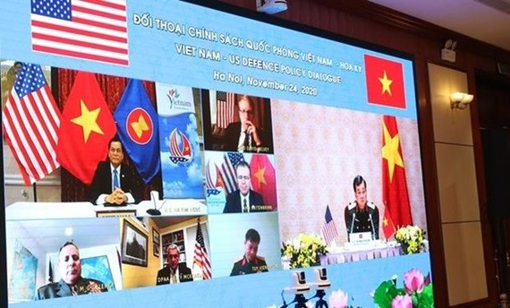 The virtual 2020 Vietnam-US defence policy dialogue (Photo: VNA)