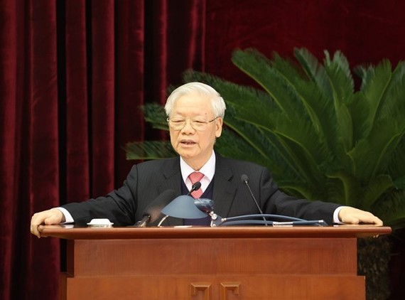 Party General Secretary and State President Nguyen Phu Trong delivers the closing speech on December 18 (Photo: VNA)