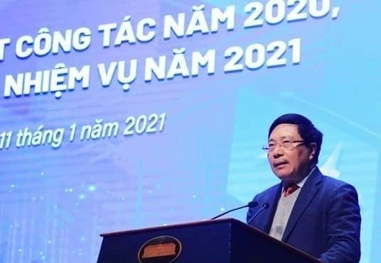 Deputy Prime Minister and Minister of Foreign Affairs Pham Binh Minh speaks at the conference (Photo: VNA)