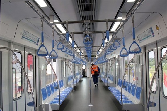 Inside a passenger train on HCM City’s first metro line. The opening of the line will be delayed until 2022 (Photo: VNA)