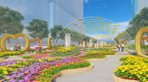 Đường hoa Nguyễn Huệ Tết 2022 với chủ đề Phối cảnh Đường hoa Nguyễn Huệ Tết 2022