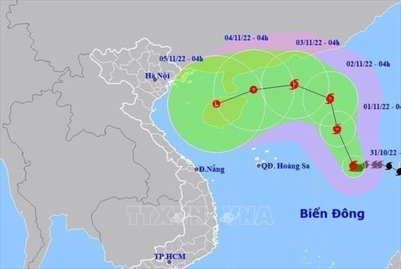 Hướng di chuyển của bão số 7