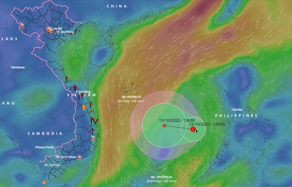 Vị trí và đường đi của vùng áp thấp. Ảnh: vndms