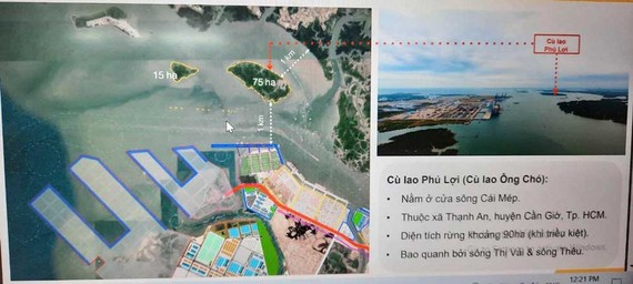 Hợp lực, đột phá để phát triển cảng biển - Bài 2: Hướng tới mục tiêu phát triển kinh tế biển Sơ đồ cù lao Phú Lợi trên bản đồ và thực tế. Nguồn: Tổng Công ty Hàng hải Việt Nam