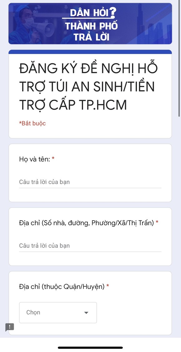 Người dân TPHCM phát tín hiệu cần hỗ trợ trực tuyến để nhận tiền mặt, túi an sinh ảnh 1