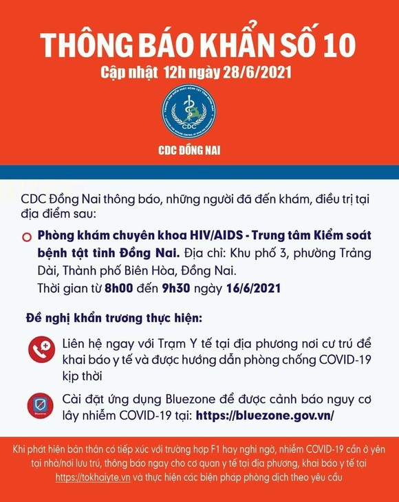 Đồng Nai: Thông báo khẩn tìm người đến Phòng khám chuyên khoa HIV/AIDS ảnh 1