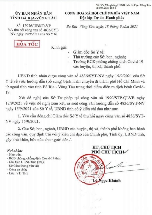 Bà Rịa – Vũng Tàu: Hỏa tốc thu hồi văn bản chuyển viện phải nộp hồ sơ cho ngành giao thông ảnh 1