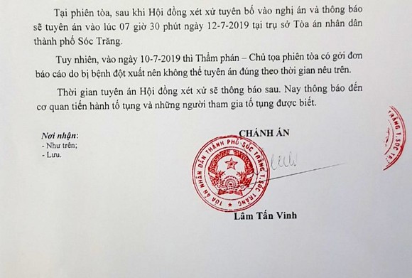 Chủ tọa “bệnh đột xuất”, tiếp tục hoãn tuyên án vụ xét xử 2 cựu Cục QLTT tỉnh Sóc Trăng ảnh 1