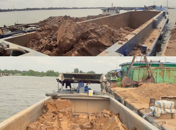 Phát hiện 7 sà lan có dấu hiệu khai thác đất sét trái phép ảnh 1