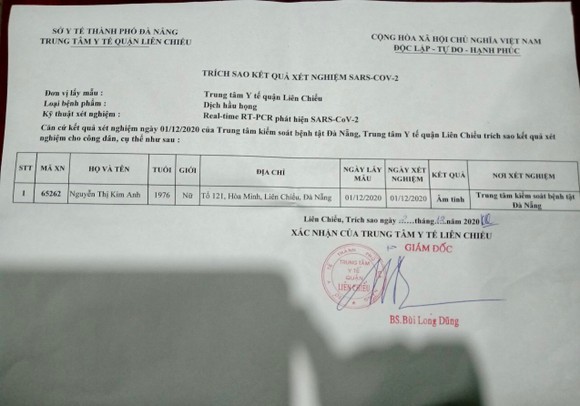 Đà Nẵng cảnh báo giả mạo phiếu kết quả xét nghiệm dương tính SARS-CoV-2 ảnh 1