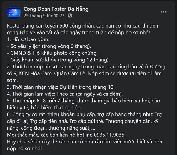 Lao động trong trạng thái 'bình thường mới' - Bài 1: Doanh nghiệp Đà Nẵng... ngóng lao động ảnh 1