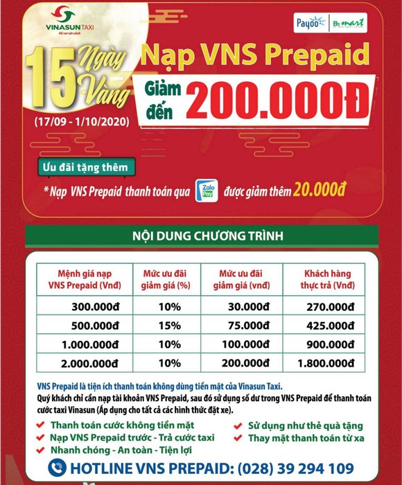 Vinasun Taxi: Nạp VNS Prepaid giảm đến 200.000 đồng ảnh 2