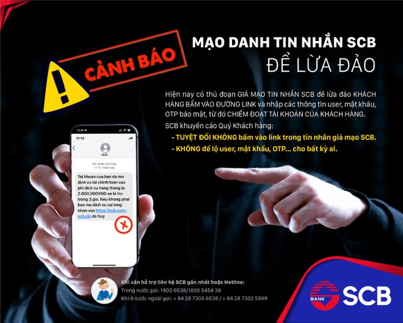 SCB cảnh báo tình trạng chèn sóng tạo tin nhắn giả mạo ngân hàng ảnh 1