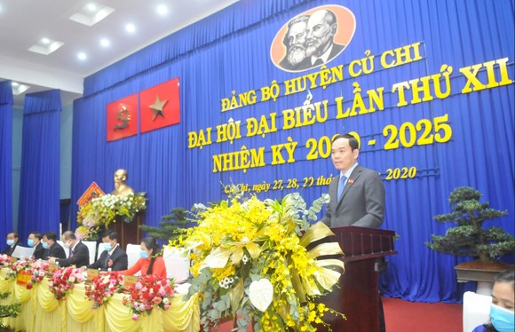 Đồng chí Trần Lưu Quang phát biểu tại Đại hội. Ảnh: CAO THĂNG