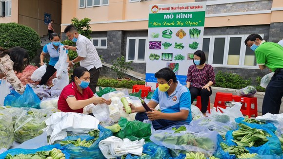 Quận 8 trao 4 tấn rau củ quả đến từng hộ dân đang cách ly, phong tỏa tạm thời ảnh 1