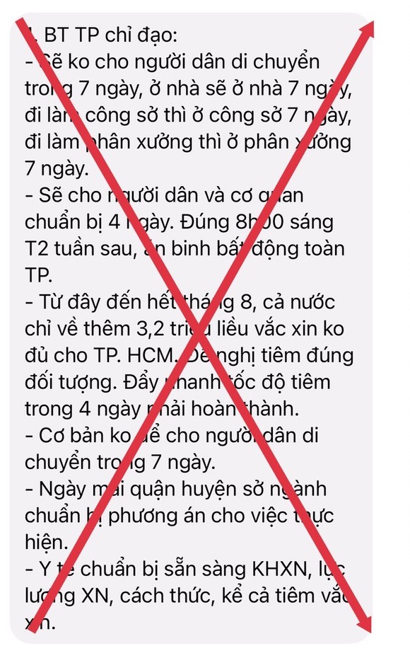 Thông tin 'không cho người dân di chuyển trong 7 ngày' là giả mạo ảnh 1